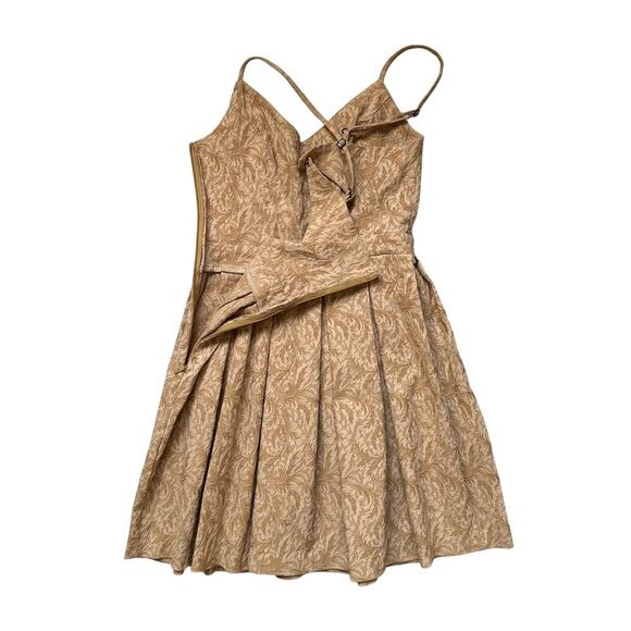 Y2K 90s Tan Brocade Mini Dress - Picture 7 of 11